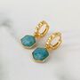 The Hexagon Amazonite Gold Plated Gemstone Earrings, thumbnail 1 of 5
