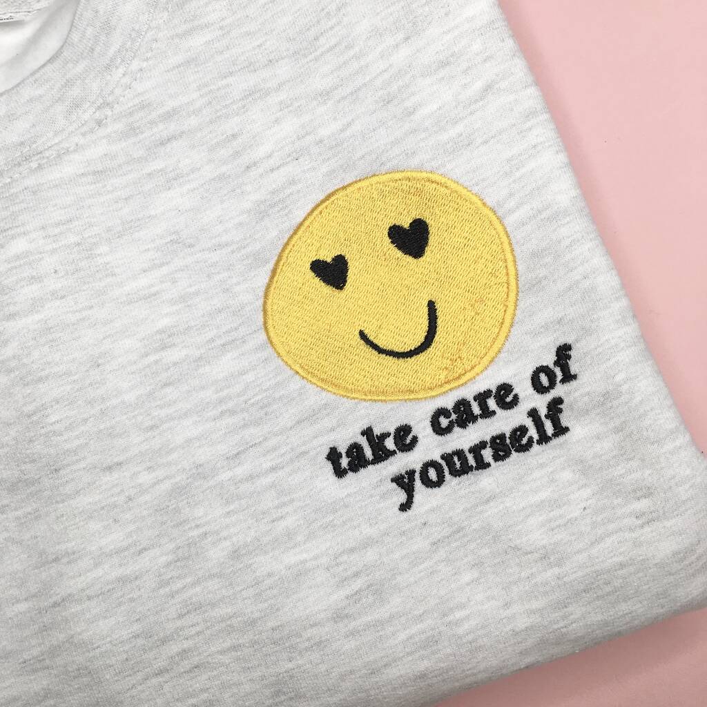 Self Care Embroidered Jumper By Tea Please | notonthehighstreet.com