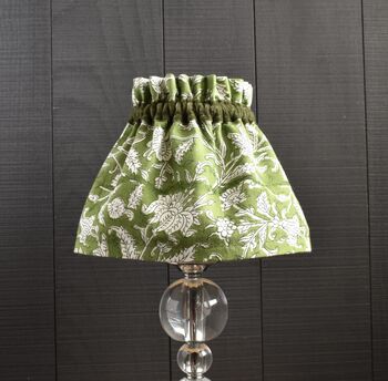 Dolly Green Scrunchie Lampshade With A Velvet Trim, 5 of 5