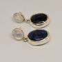 Blue Sapphire, Moonstone Sterling Silver Earrings, thumbnail 4 of 7