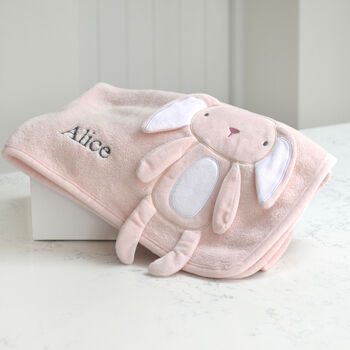 Personalised White Baby Gown And 3D Bunny Blanket Set, 5 of 12