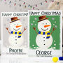 Grandchildren Snowman Football Christmas Card, thumbnail 2 of 8