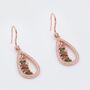 Teardrop Tourmaline 18k Rose Gold Plated Drop Earrings, thumbnail 2 of 3