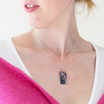 Blue Gold Colour Print Rectangle Pendant And Crystal, 2 of 4