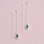 Sterling Silver Teardrop Birthstone Threader Earrings, thumbnail 5 of 7