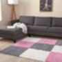 The Rugs Geometric Shaggy Rug Pink Checkered Rug, thumbnail 6 of 12