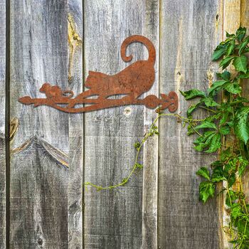 Rusty Metal Cat Chasing Mouse Garden Decor Art, 9 of 10