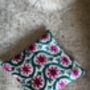 Square Velvet Ikat Cushion Green And Pink Flower, thumbnail 2 of 9