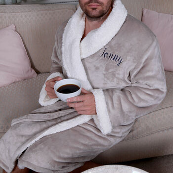 Personalised Super Soft Sherpa Style Dressing Gown, 4 of 12
