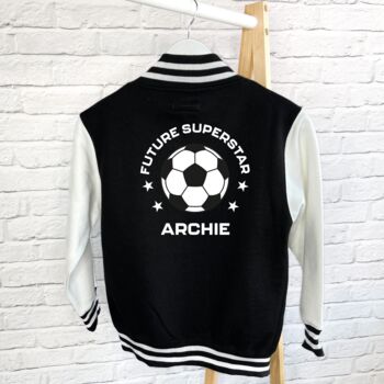 Kids Personalised Football Superstar Varsity Jacket, 3 of 7