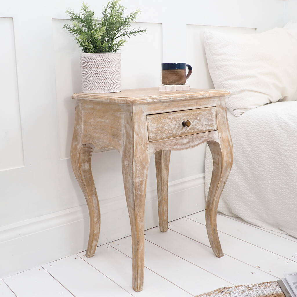 Whitewash Bedside Table, 1 of 3