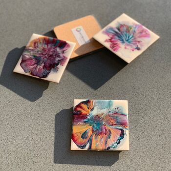 Colourful Blooming Flowery Coasters | Set Of Two Left, 2 of 7