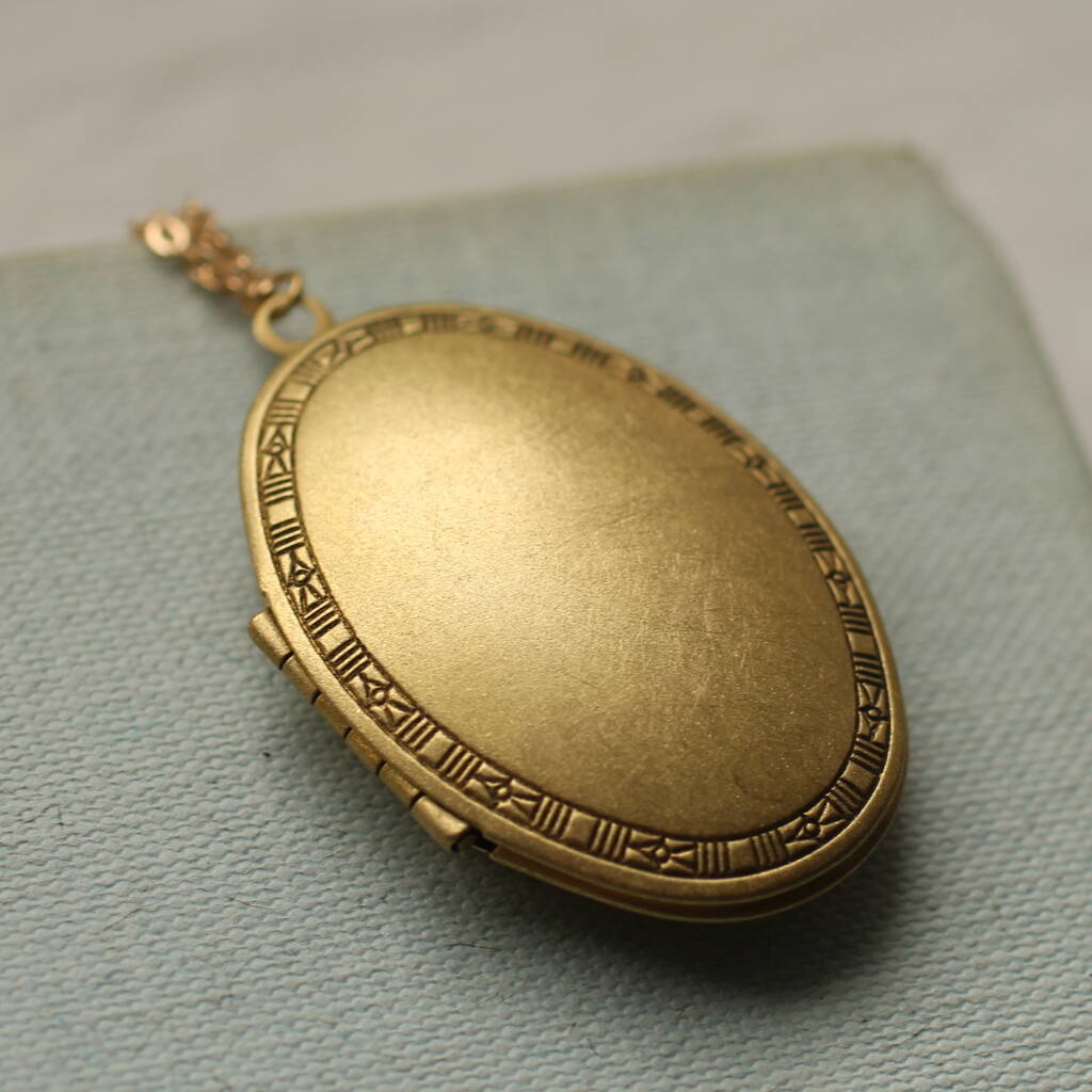 Art Deco Gold Numeral Oval Personalised Locket Necklace By Silk Purse ...