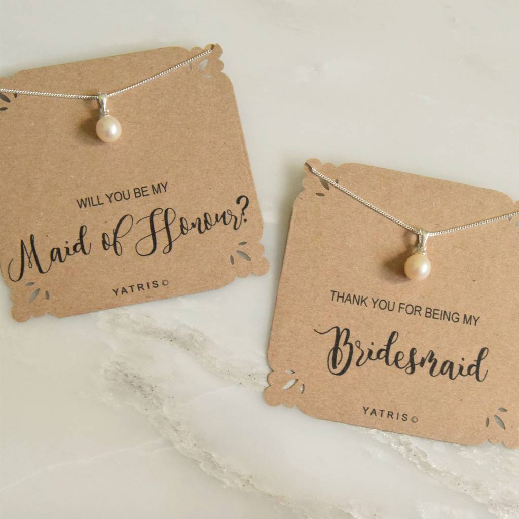 personalised bridesmaid pearl necklace gift box by yatris