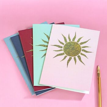 Geometric Sun Greeting Card Set – Pack Of Five, 2 of 2