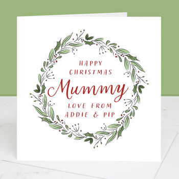 Happy Christmas Mum Personalised Wreath Card, 3 of 4