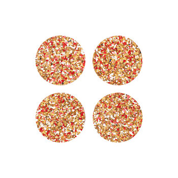 Speckled Round Cork Coasters Set Of Four: Red, 2 of 3