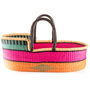 Kala: Pink, Orange And Turquoise Woven Moses Basket, thumbnail 2 of 10