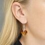 Sterling Silver Baltic Amber Ombre Heart Drop Earrings – 15mm, thumbnail 3 of 4