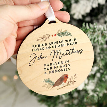 Personalised Robin Memorial Christmas Decoration, 2 of 5