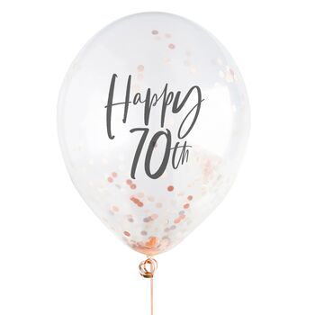 Rose Gold 'Happy 70th' Confetti Balloons, 2 of 2