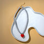 Pastel Grey Bead And Red Heart Necklace, thumbnail 2 of 7