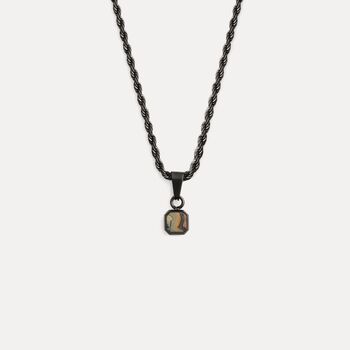 Black Mini Crazy Onyx Gemstone Pendant Necklace For Men, 2 of 9