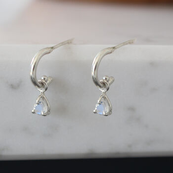 Cai Huggie Moonstone Earrings In 9ct Gold Or Silver, 2 of 4