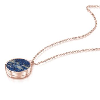 Lapis Lazuli Modern Round Locket – 18 K Rose Gold Plate, 2 of 9