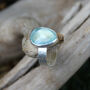 Aquamarine Gemstone Adjustable Sterling Silver Ring, thumbnail 4 of 7
