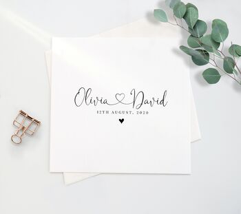 Minimalist Personalised Wedding Congratulations Card, 2 of 2