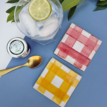 Square Ceramic Picnic Styled Coasters, 4 of 7
