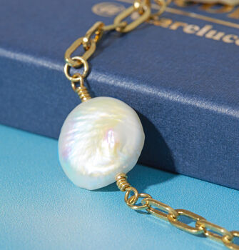 Sunkissed Pearl And Chain Necklace, 4 of 5