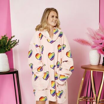Giant Thick Fluffy Love Hearts Hoodie Blanket, 5 of 5
