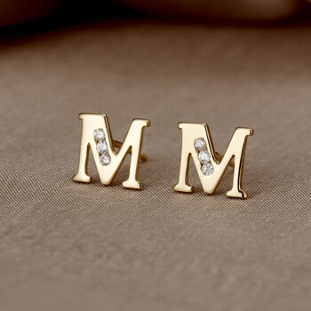 9ct Gold Initial Earrings, 3 of 6