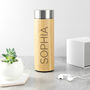 Custom Logo Bamboo Vacuum Flask With Tea Strainer, thumbnail 3 of 3