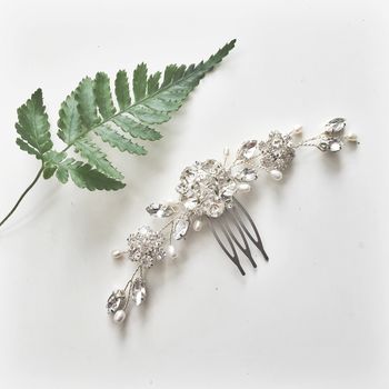 Swarovski Crystal And Pearl Wedding Veil Comb Lucille, 7 of 7