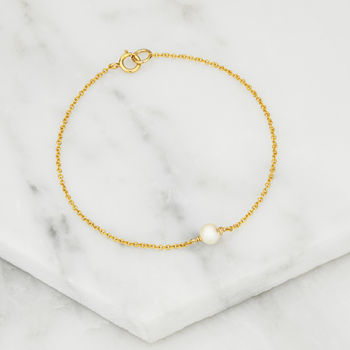 Delicate Gold, Silver, Rose Gold Single Pearl Bracelet, 2 of 8
