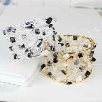 Beaded Cuff Bracelet With Pearl And Gemstones, 2 of 9