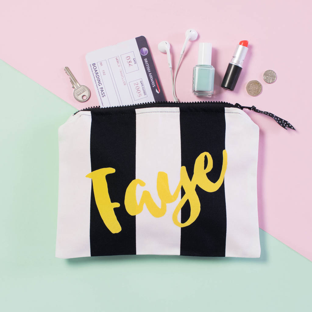 Personalised Handmade Monochrome Accessory Pouch By Squiffy Print