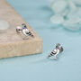 Sterling Silver Enamel Pigeon 16 G Flat Back Labret Earrings, thumbnail 3 of 11