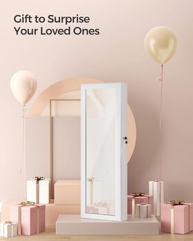 Wall Mounted Lockable Jewellery Armoire With Mirror, 6 of 9