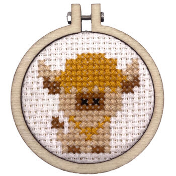 With Love From Scotland Highland Cow Mini Matchbox Cross Stitch Kit, 5 of 6