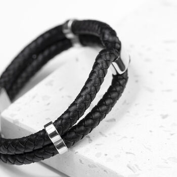 Personalised Men's Infinity Dual Leather Bracelet, 10 of 12