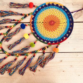 Large Rainbow Vegan Pom Pom Beads Dream Catcher, 2 of 10
