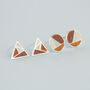 Sterling Silver Brown Geometric Stud Earrings, thumbnail 2 of 4