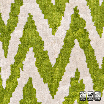 Green Zig Zag Silk Ikat Velvet Cushion Cover 40x60cm, 4 of 6