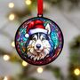 Husky In Santa Hat Suncatcher Decoration, thumbnail 1 of 6