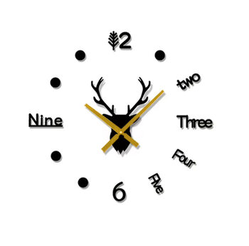 Stylish Antlers 3D Wall Clock, Brown, Red, Black, Silver, 7 of 10