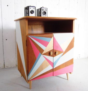 Geometric Painted Record Cabinet, 2 of 7